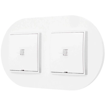 Dwa włączniki pojedyncze w stylu USA ramka okrągła seria Mini kolor biały mat