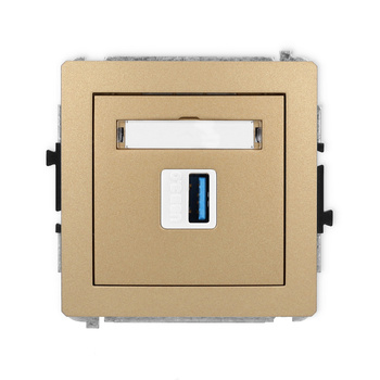 Mechanizm gniazda pojedynczego USB A-A 3.0 Karlik seria DECO 8DGUSB-5 kolor złoty metalik