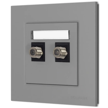 Gniazdo antenowe 2x z ramką seria Bella kolor popiel mat