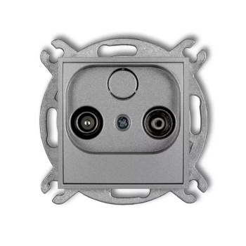 Mechanizm gniazda abonenckiego RTV przelotowego 9dB Karlik seria MINI 7MG9P kolor srebrny metalik