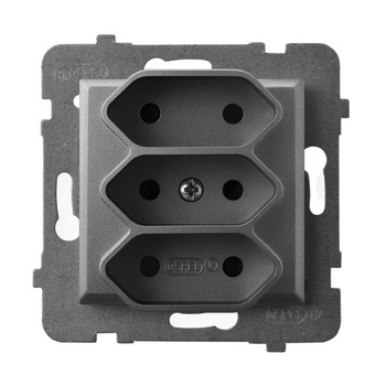Gniazdo potrójne EURO seria ARIA kolor Szary mat symbol GP-3U/m/70