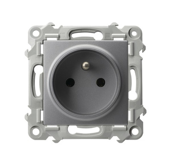 Gniazdo pojedyncze z uziemieniem seria SZAFIR kolor Szary mat symbol GP-1ZZ/m/70