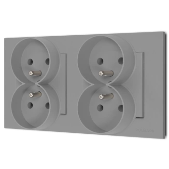 Dwa gniazda podwójne z ramką seria Bella kolor popiel mat