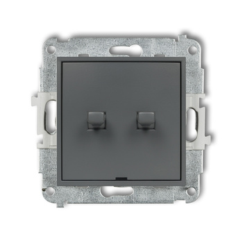 Mechanizm łącznika podwójnego schodowego w stylu amerykańskim bez piktogramów Karlik seria ICON 28IWPUS-33.1 kolor grafitowy mat