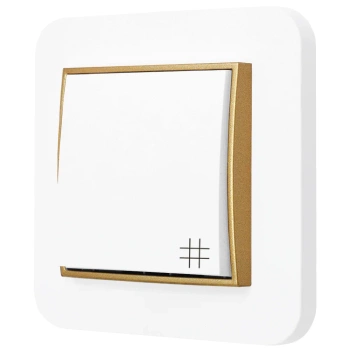 Włącznik krzyżowy z ramką zaokrągloną seria MINI kolor biały złoty