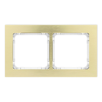 Ramka uniwersalna podwójna - aluminium szczotkowane ramka: kolor mosiężny; spód: biały Karlik seria DECO 8-0-DRA-2 kolor mosiężny
