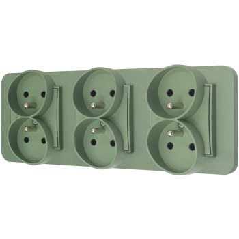 Trzy gniazda podwójne z ramką zaokrągloną seria MINI kolor szałwiowy