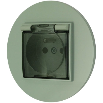 Gniazdo hermetyczne z ramką okrągłą seria MINI kolor szałwiowy