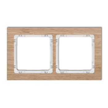 Ramka uniwersalna podwójna - efekt drewna ramka dąb; spód biały Karlik seria DECO DRD-2I kolor efekt dębu