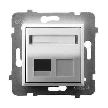 Obudowa gniazda pojedynczego typu Keystone skośna seria ARIA kolor Biały symbol GPK-1US/p/00