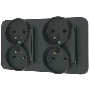 Dwa gniazda podwójne z ramką zaokrągloną seria MINI kolor grafitowy mat