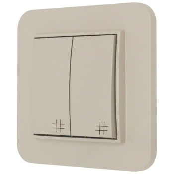 Włącznik krzyżowy podwójny z ramką zaokrągloną seria MINI kolor taupe