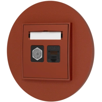 Gniazdo rj45/antenowe z ramką okrągłą seria MINI kolor terakota