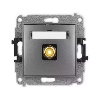 Mechanizm gniazda pojedynczego RCA typu cinch - żółty, pozłacany Karlik seria MINI 11MGRCA-1 kolor grafitowy