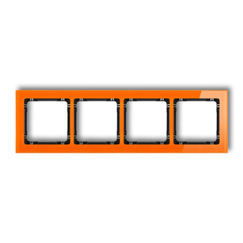 Ramka uniwersalna poczwórna - efekt szkła ramka: pomarańczowa; spód: czarny Karlik seria DECO 13-12-DRS-4 kolor pomarańczowy