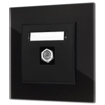 Gniazdo antenowe 1x z ramką kwadratową efekt szkła seria ICON kolor czarny