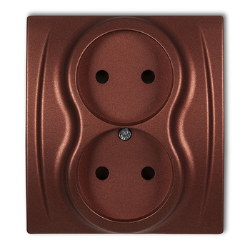 Gniazdo podwójne bez uziemienia 2x2P z przesłonami torów Karlik seria LOGO 9LGP-2p kolor brązowy metalik