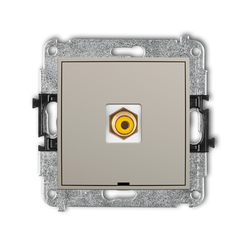 Mechanizm gniazda pojedynczego RCA, bez pola opisowego typu cinch - żółty, pozłacany Karlik seria MINI 60MGRCABO-1 kolor taupe