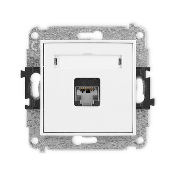 Mechanizm gniazda komputerowego pojedynczego 1xRJ45, kat. 5e, ekranowany, 8-stykowy Karlik seria ICON 25IGK-1e kolor biały mat