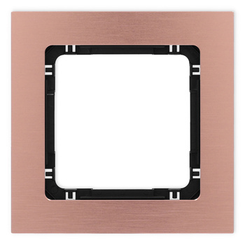 Ramka uniwersalna pojedyncza - aluminium szczotkowane ramka: kolor miedziany; spód: czarny Karlik seria DECO 9-12-DRA-1 kolor miedziany