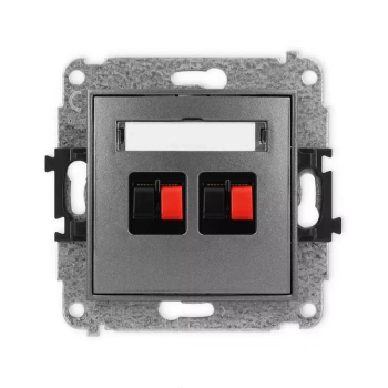 Mechanizm gniazda głośnikowego podwójnego Karlik seria MINI 11MGG-2 kolor grafitowy