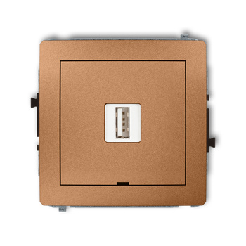 Mechanizm ładowarki USB pojedynczej USB A, 10W max., 5V, 2A, bez pola opisowego Karlik seria DECO 8DCUSBBO-3 kolor złoty metalik