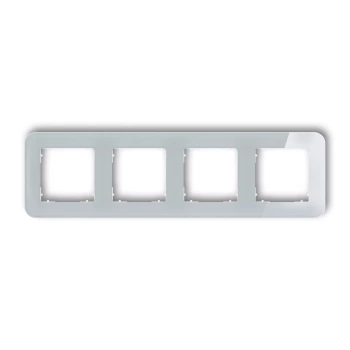 Ramka uniwersalna poczwórna zaokrąglona - efekt szkła ramka: szara; spód: biały Karlik seria ICON 15-0-IRSZ-4 kolor szary