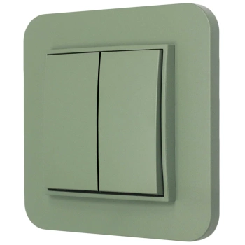 Włącznik podwójny z ramką zaokrągloną seria MINI kolor szałwiowy