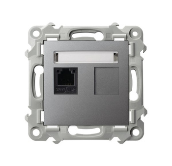 Gniazdo telefoniczne pojedyncze seria SZAFIR kolor Szary mat symbol GPT-1Z/m/70