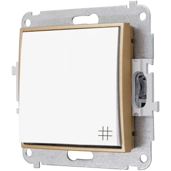 Włącznik krzyżowy bez ramki karlik mini kolor biały/złoty