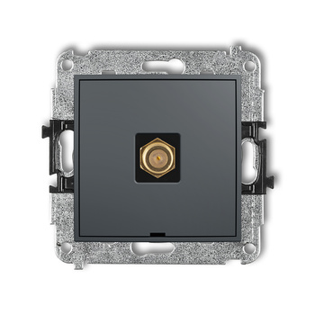 Mechanizm gniazda antenowego pojedynczego typu F SAT pozłacany, bez pola opisowego Karlik seria MINI 28MGFBO-1.1 kolor grafitowy mat