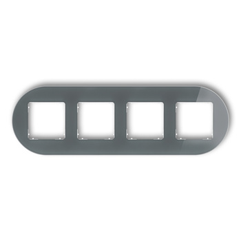 Ramka uniwersalna poczwórna okrągła - efekt szkła ramka: grafitowa spód: biały Karlik seria ICON 28-0-IRSO-4 kolor grafitowy