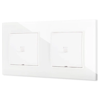 Dwa włączniki pojedyncze w stylu USA ramka kwadratowa efekt szkła seria ICON kolor biały