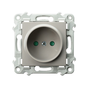 Gniazdo pojedyncze z przesłonami torów prądowych seria SZAFIR kolor Kaszmirowy beż symbol GP-1ZP/m/83