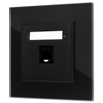 Gniazdo internetowe rj45 1x z ramką kwadratową efekt szkła seria ICON kolor czarny