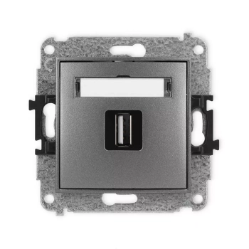 Mechanizm gniazda pojedynczego USB A-A 2.0 Karlik seria ICON 11IGUSB-1 kolor grafitowy