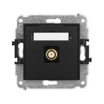 Mechanizm gniazda antenowego pojedynczego typu F SAT pozłacany Karlik seria ICON 12IGF-1.1 kolor czarny mat