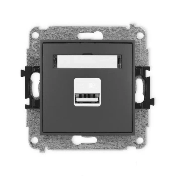 Mechanizm ładowarki USB pojedynczej USB A, 10W max., 5V, 2A Karlik seria MINI 28MCUSB-3 kolor grafitowy mat