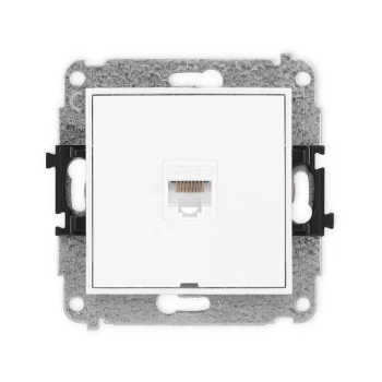 Mechanizm gniazda komputerowego pojedynczego 1xRJ45, kat. 5e, 8-stykowy, bez pola opisowego Karlik seria MINI MGKBO-1 kolor biały