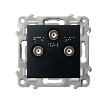 Gniazdo RTV-SAT z dwoma wyjściami SAT seria SZAFIR kolor Czarny metalik symbol GPA-Z2S/m/33