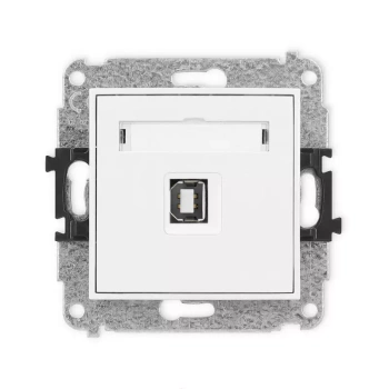 Mechanizm gniazda pojedynczego USB A-B 2.0 Karlik seria MINI 25MGUSB-3 kolor biały mat