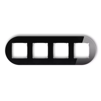 Ramka uniwersalna poczwórna okrągła - efekt szkła ramka: czarna; spód: grafitowy mat Karlik seria ICON 12-28-IRSO-4 kolor czarny