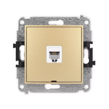 Mechanizm gniazda telefonicznego pojedynczego 1xRJ11, 4-stykowy, beznarzędziowe, bez pola opisowego Karlik seria ICON 29IGTBO-1 kolor złoty