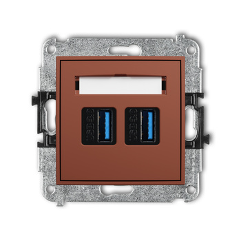 Mechanizm gniazda podwójnego 2xUSB A-A 3.0 Karlik seria MINI 63MGUSB-6 kolor terakota