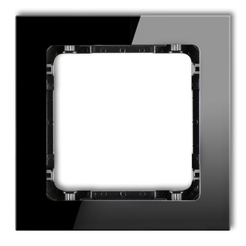 Ramka uniwersalna pojedyncza - efekt szkła ramka: czarna; spód: czarny Karlik seria DECO 12-12-DRS-1 kolor czarny