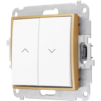 Włącznik roletowy z blokadą bez ramki seria MINI kolor biały mat/złoty