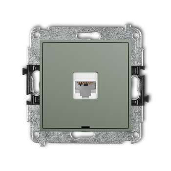 Mechanizm gniazda komputerowego pojedynczego 1xRJ45, kat. 6, 8-stykowy, bez pola opisowego Karlik seria MINI 61MGKBO-3 kolor szałwiowy