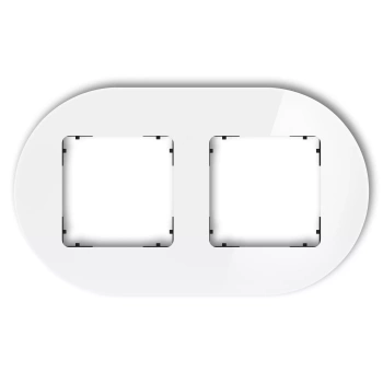 Ramka uniwersalna podwójna okrągła - efekt szkła ramka: biała; spód: czarny Karlik seria ICON 0-12-IRSO-2 kolor biały