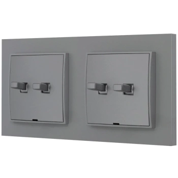 Dwa włączniki podwójne w stylu USA ramka kwadratowa seria Mini kolor szary mat