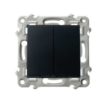 Łącznik dwugrupowy świecznikowy z podświetleniem niebieskim seria SZAFIR kolor Czarny metalik symbol ŁP-2ZS/m/33